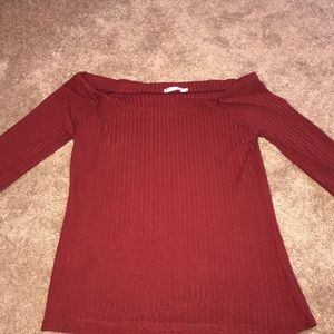 Dark Red Off the Shoulder Top